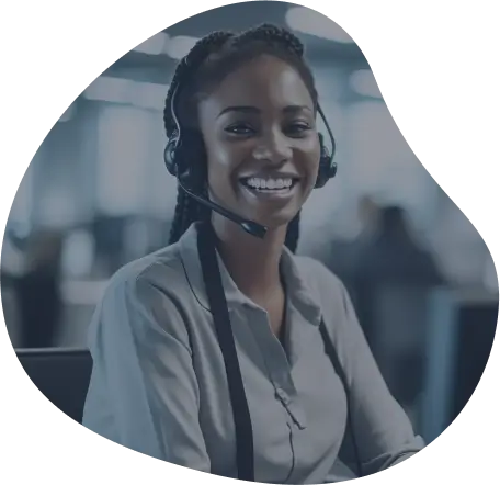 Smiling service center lady with vivid